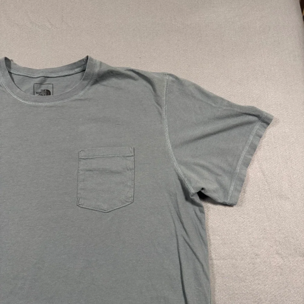The North Face Mens XL Short Sleeve Pocket T-Shirt Faded Blue Slate Gray Tee